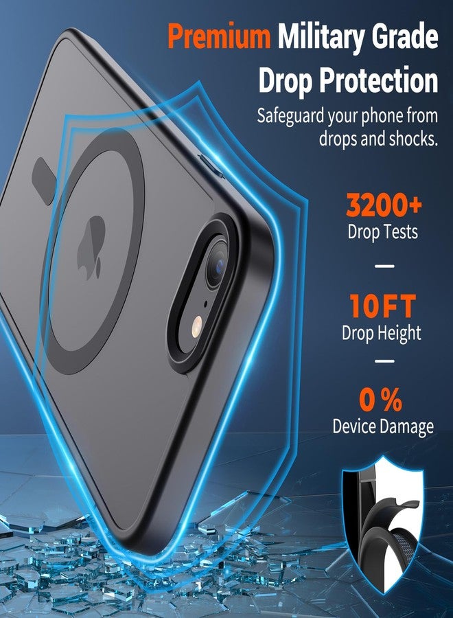 SUPFINE Magnetic for iPhone SE Case 2022 (3rd)/2020 (2nd), iPhone 8 Case (Compatible with MagSafe) (Military Grade Drop Protection) Translucent Matte Phone Cover,Black - Image 3
